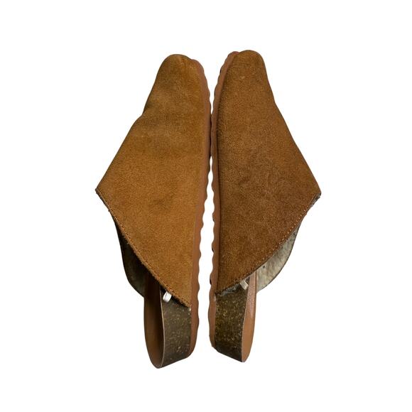 Gap Cozy Clog Women's 6 in Cognac Suede Boho Faux Fur Lined - Picture 4 of 7